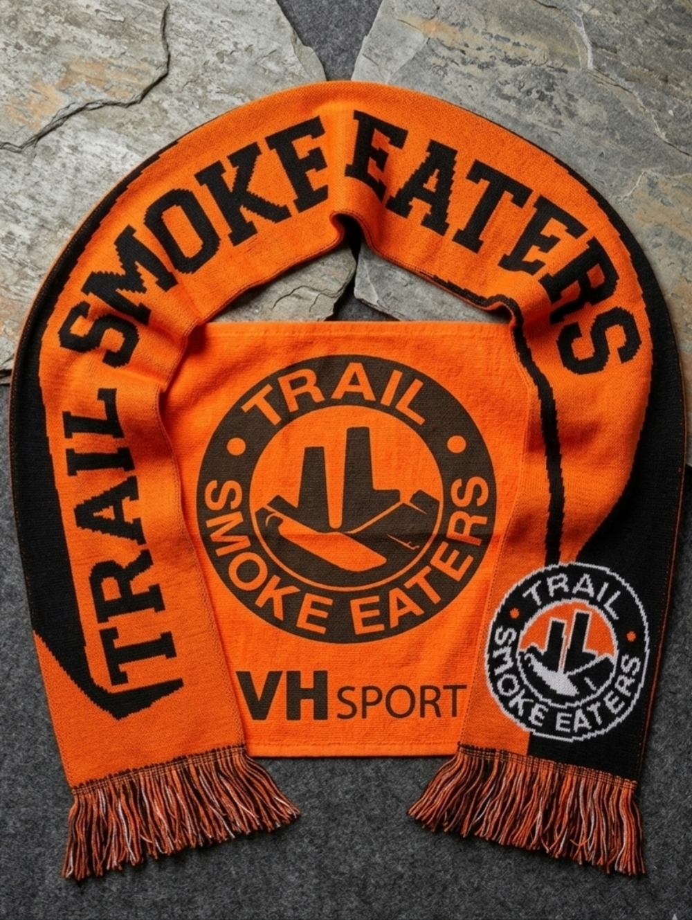 Trail Smoke Eaters Hockey Scarf & Rally Towel Set Orange & Black